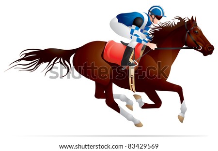 Derby, Equestrian sport horse and rider in vector variant 3, Thoroughbred horse, gambling, The Sport of Kings