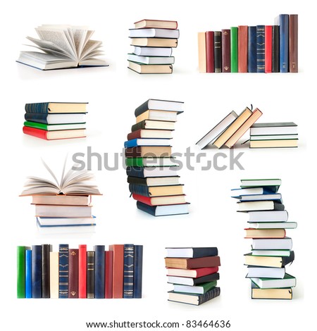 Books collection isolated on a white background.