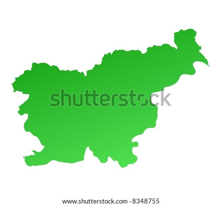 Green gradient Slovenia map. Detailed, Mercator projection.