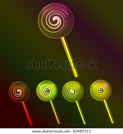 Lollipops set vector illustration. glowing object