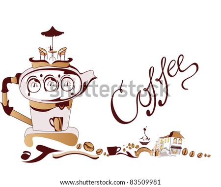 Banner with a coffee machine