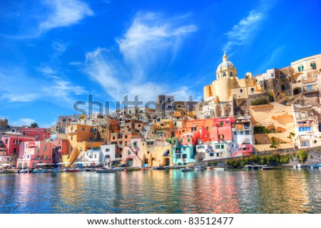 Procida, Beautiful island in the mediterranean sea coast, naples, italy Royalty-Free Stock Photo #83512477