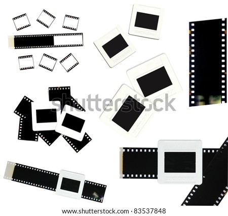 35mm film and slide frame isolated on white background