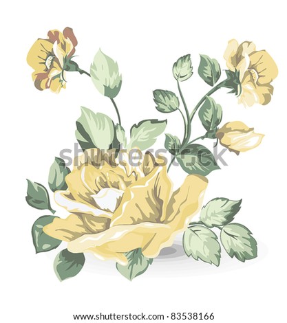 Elegance illustration with different flowers bouquet isolated on white background. Color design elements.