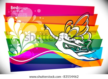 abstract Colorful background with floral butterfly. Vector.