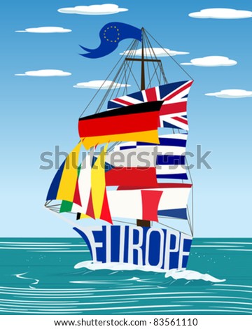 Conceptual European Union flag ship graphic