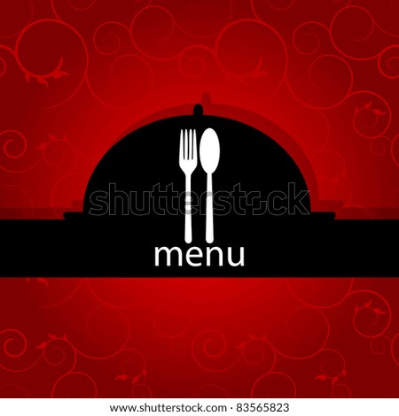 Vector menu pattern with spoon and fork on red background