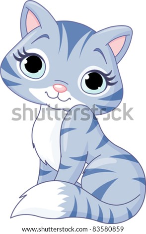 Illustration of very cute kitten