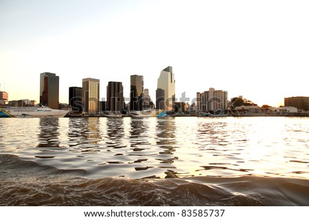 The skyline of Buenos Aires, Argentina. View from the Rio de la Plata.