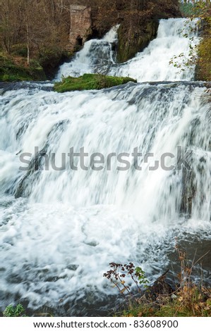 Powerful Waterfall on Autumn River (Nyrkiv, Ukraine)