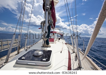 sailing boat pictured from on board