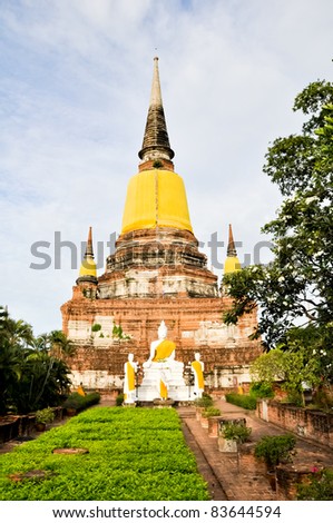 Ancient image buddha statue in Ayutthaya Thailand