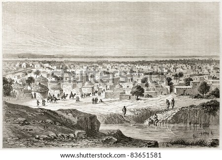 Kano old view, Nigeria. Created by Lancelot after Barth, published on Le Tour du Monde, Paris, 1860