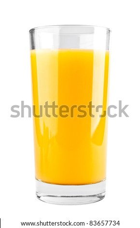 Full glass of orange juice on white background Royalty-Free Stock Photo #83657734