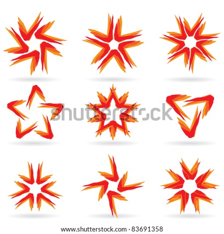 Raster version. Set of different stars icons for your design. White releases #15.