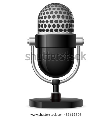 Raster version. Realistic retro microphone number two. Illustration on white background for design