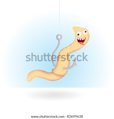 Illustration of worm on hooks