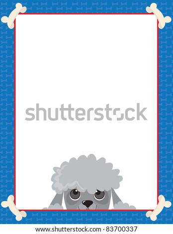 A frame or border featuring the face of a Poodle