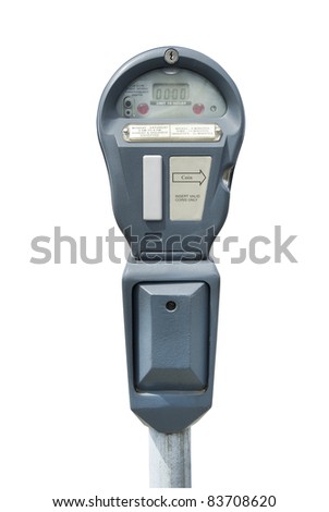Parking meter on white, isolated with clipping path Royalty-Free Stock Photo #83708620