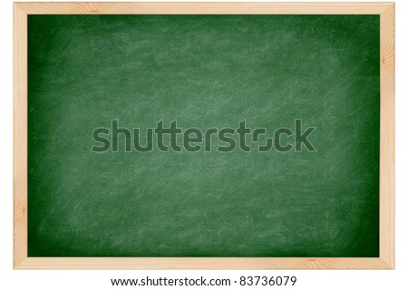 Chalkboard blackboard with frame isolated. Black chalk board texture empty blank with chalk traces and wooden frame. Square.