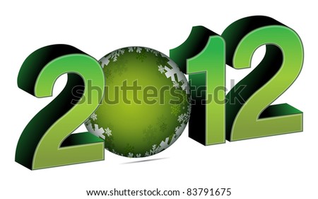2012 with christmas bauble illustration