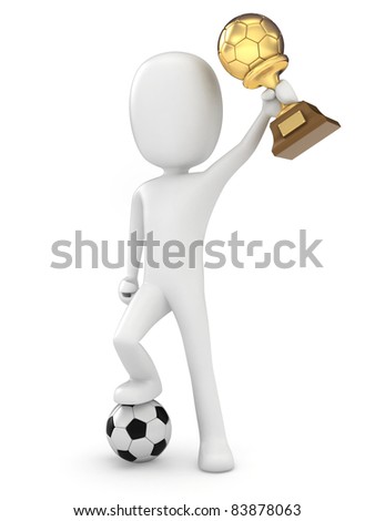 3D Render of a with Soccer Ball and Trophy