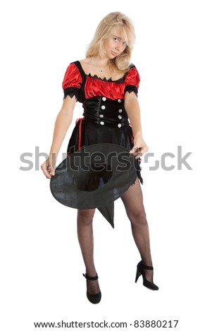 teenager girl in Halloween witch