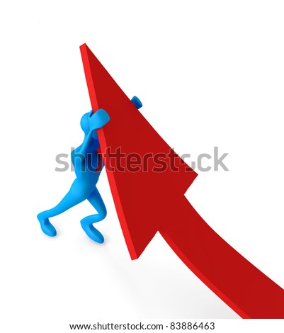 3d man turning the arrow on the upside