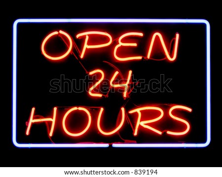 Open 24 Hours neon sign