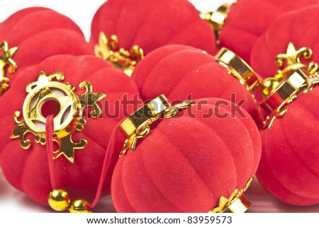chinese red lanterns against white background