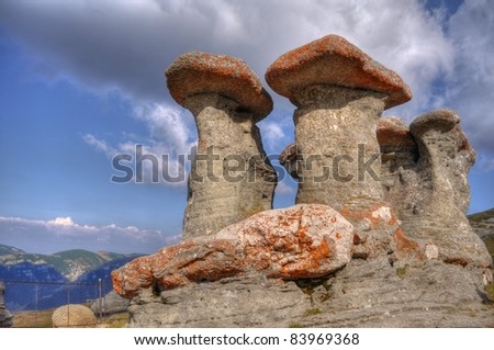 stone group named "Babele" in Bucegi, Carpati, Romania Royalty-Free Stock Photo #83969368