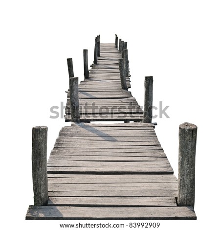 wooden foot bridge isolated on a white background Royalty-Free Stock Photo #83992909