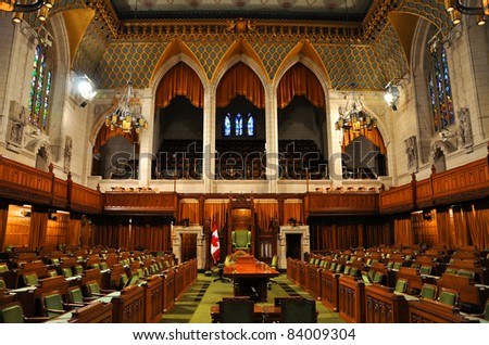 The House of Commons of Parliament Building, Ottawa, Canada Royalty-Free Stock Photo #84009304
