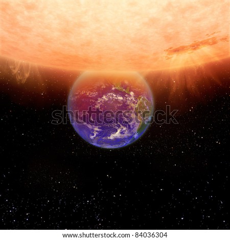 Earth and Sun, Global warming (Collage from images from www.nasa.gov)