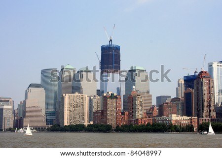 Lower Manhattan skyline at Battery Park.