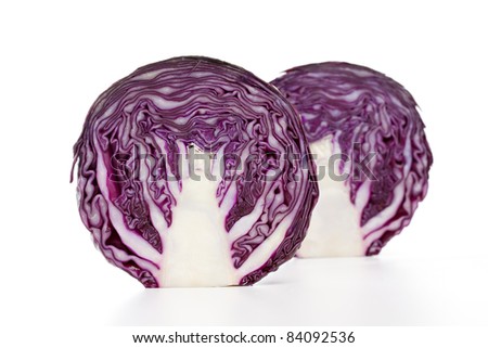 Red cabbage, cut in half