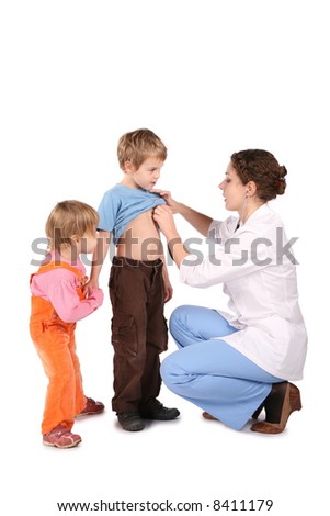 doctor listening boy and girl Royalty-Free Stock Photo #8411179