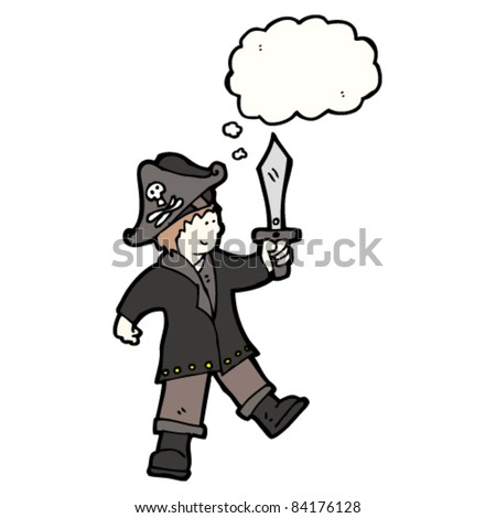 cartoon pirate character with thought bubble