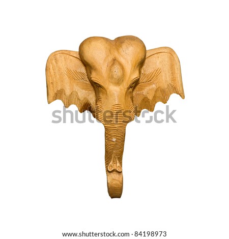 Wood  carved elephant head