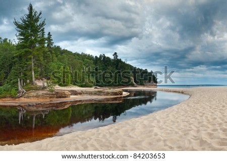 Miners river. Image of Miners River flowing into Lake Superior taken in Pictured Rocks National Lakeshore, Michigan.
