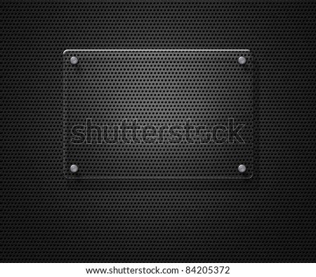 Blank glass plate over metal mesh with copy space
