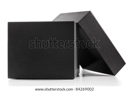 Close-up of an open black gift box, isolated Royalty-Free Stock Photo #84269002
