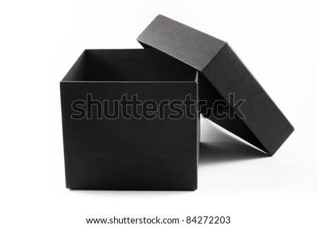 Close-up of an open black gift box, isolated Royalty-Free Stock Photo #84272203