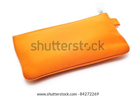 a orange pencil case isolated Royalty-Free Stock Photo #84272269