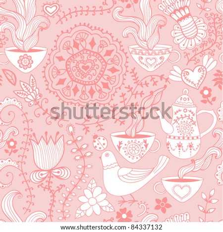 Retro coffee seamless pattern, tea background.Seamless pattern can be used for wallpaper, pattern fills, web page background, surface textures.