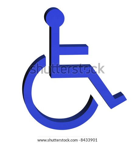 Blue badge sign for the disabled in 3D