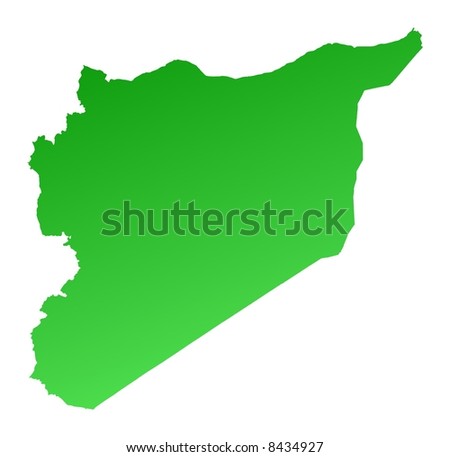 Green gradient Syria map. Detailed, Mercator projection.
