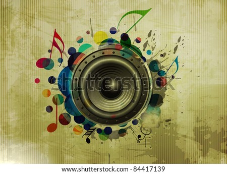Vector grunge texture background, music speakers design Royalty-Free Stock Photo #84417139