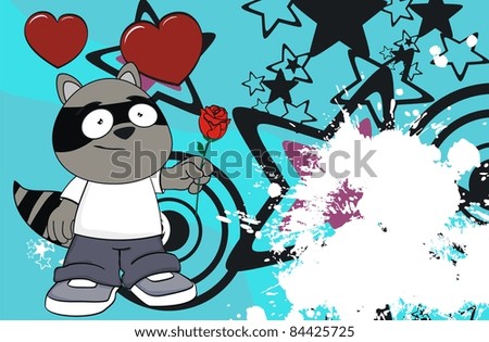 raccoon kid cartoon background in vector format
