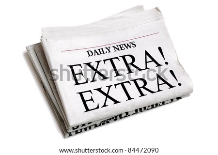 Newspaper headline Extra Extra isolated on white background Royalty-Free Stock Photo #84472090